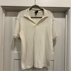 H&M Men's Knit Cream Polo Shirt